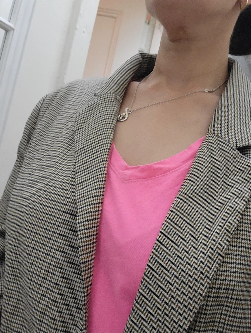 Rachel Zoe Tan Houndstooth Trench Blazer EUC Office Career‎ Preppy